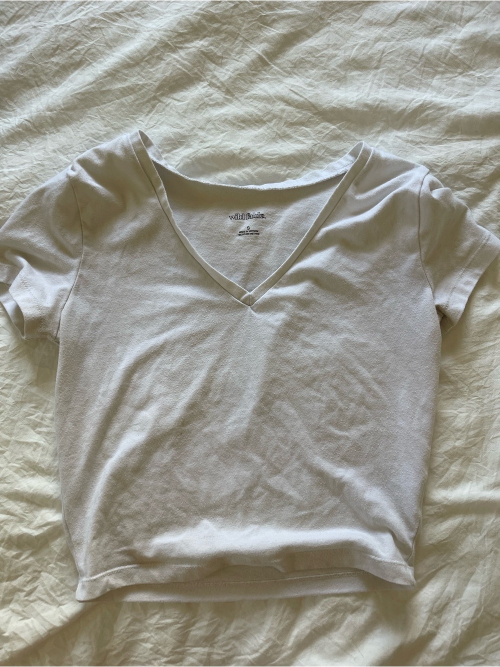wild fable White V-Neck Crop Tee